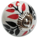 Tirador de Ceramica Petalos Negro y Rojo